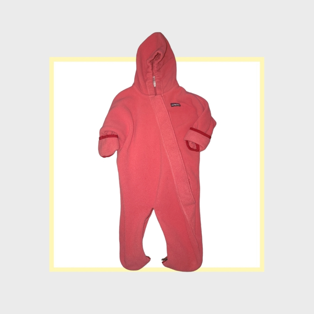 Infant Coral Patagonia fleece full body one piece suit, size 16-20 pounds
